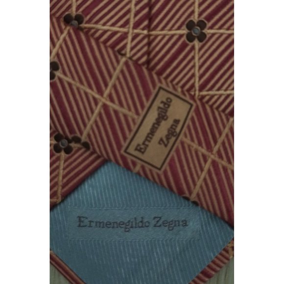 ERMENGILDO ZEGNA Orange Geometric Floral Silk Tie ITALY 57"/ 3.5" EC - Picture 4 of 5